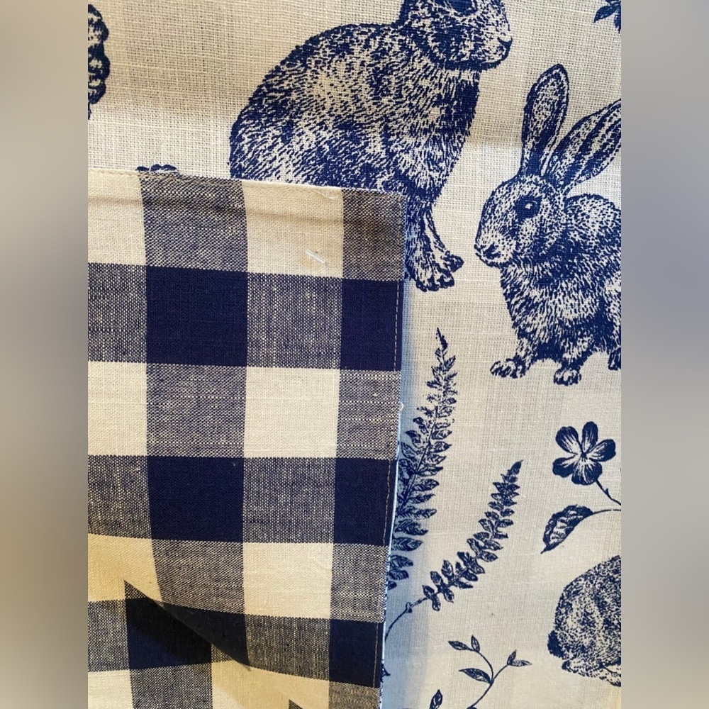 The Farmhouse Blue & White Rabbit Toile Table Runner 16”x90” Brand New! LAST ONE - Picture 4 of 6
